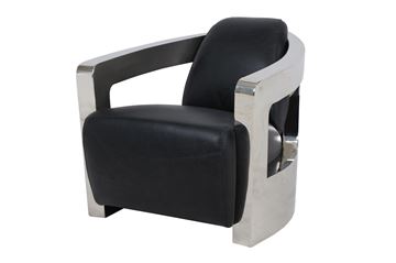 Læder/Stainless Art deko chair i farven Belon black.